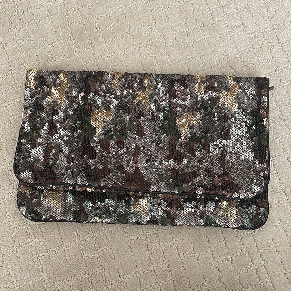 BCBG Sequin Camo Clutch